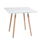 White and Natural Wood and Solid Wood Square Dining Table - 32-inch