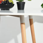 White and Natural Wood and Solid Wood Square Dining Table - 32-inch