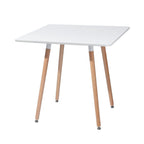 White and Natural Wood and Solid Wood Square Dining Table - 32-inch