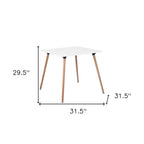 White and Natural Wood Square Dining Table - 32-inch