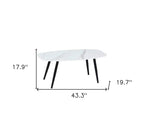 White and Black Faux Marble and Steel Coffee Table - 43-inch