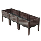 Dark Brown Heavy Duty Plastic Rectangular Self Watering Raised Garden Bed