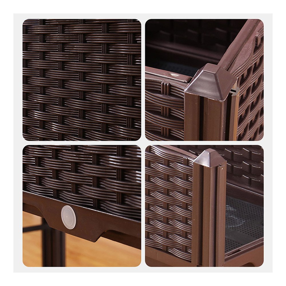 Dark Brown Heavy Duty Plastic Rectangular Self Watering Planter Box
