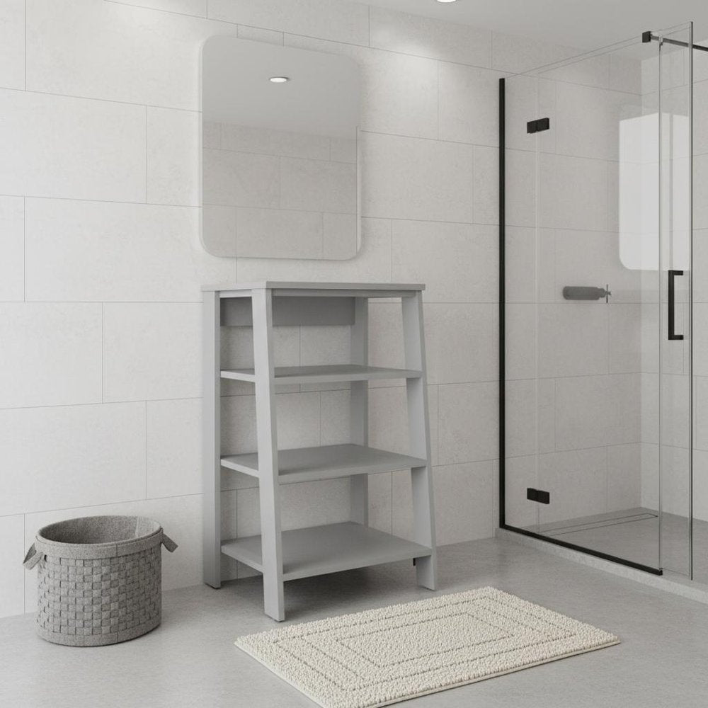 White Wood Bathroom Shelves - 17-inch