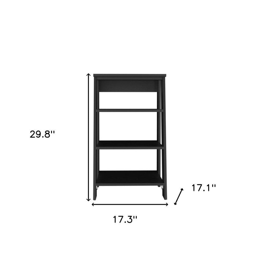 Black Wood Freestanding Bathroom Shelf - 17-inch