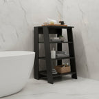 Black Wood Freestanding Bathroom Shelf - 17-inch