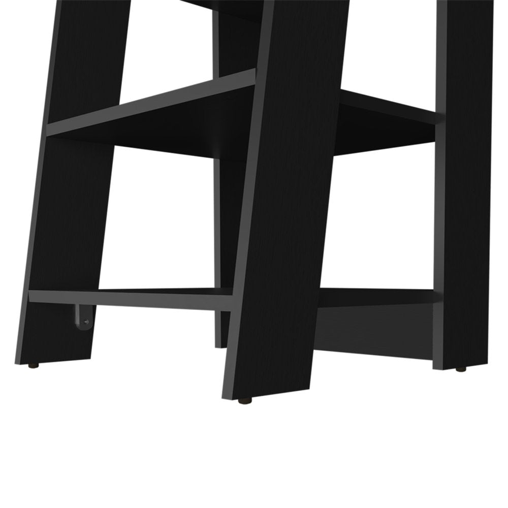 Black Wood Freestanding Bathroom Shelf - 17-inch