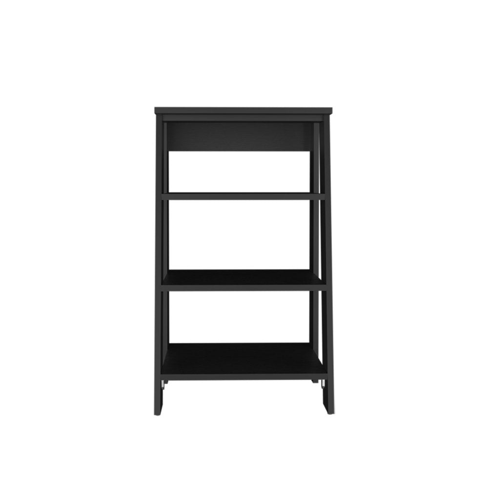 Black Wood Freestanding Bathroom Shelf - 17-inch