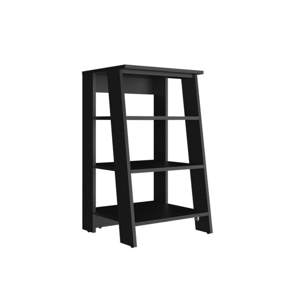 Black Wood Freestanding Bathroom Shelf - 17-inch