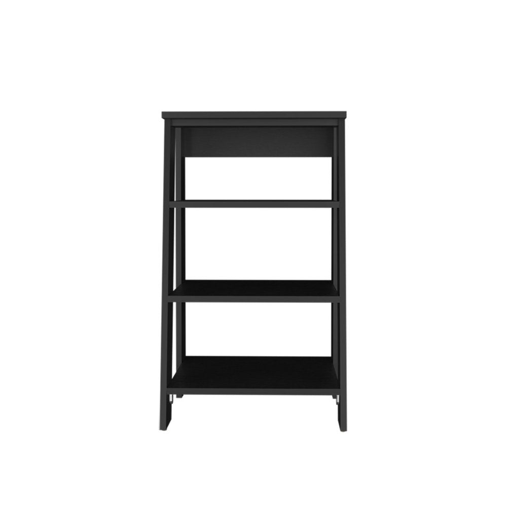 Black Wood Freestanding Bathroom Shelf - 17-inch