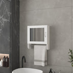 White Wood, Metal Floating Bathroom Vanity and Medicine Cabinet with Mirror