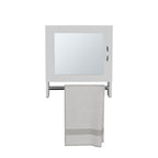 White Wood, Metal Floating Bathroom Vanity and Medicine Cabinet with Mirror