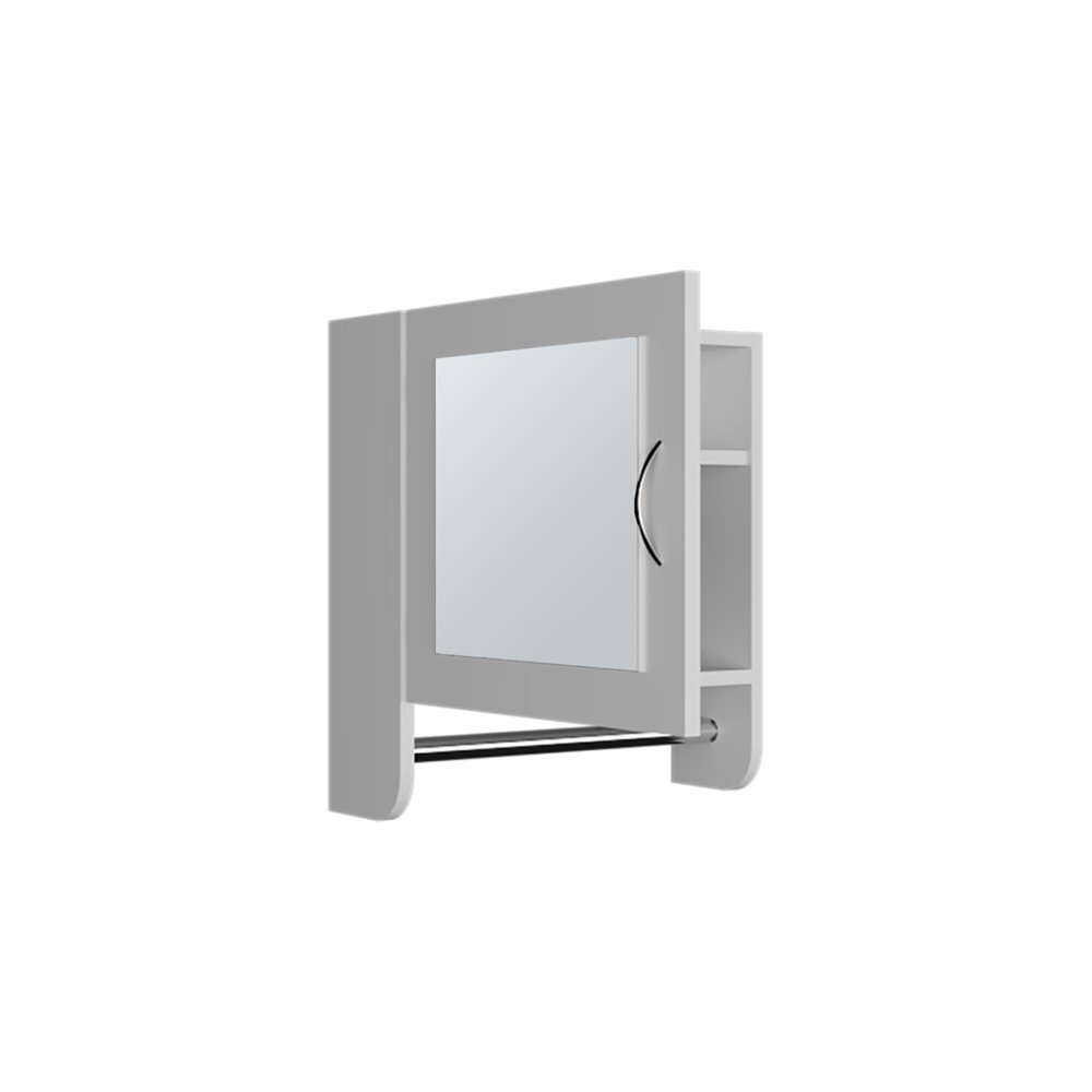 White Wood, Metal Floating Bathroom Vanity and Medicine Cabinet with Mirror