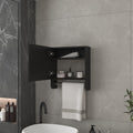 Black Wood, Metal Floating Bathroom Vanity and Medicine Cabinet with Mirror