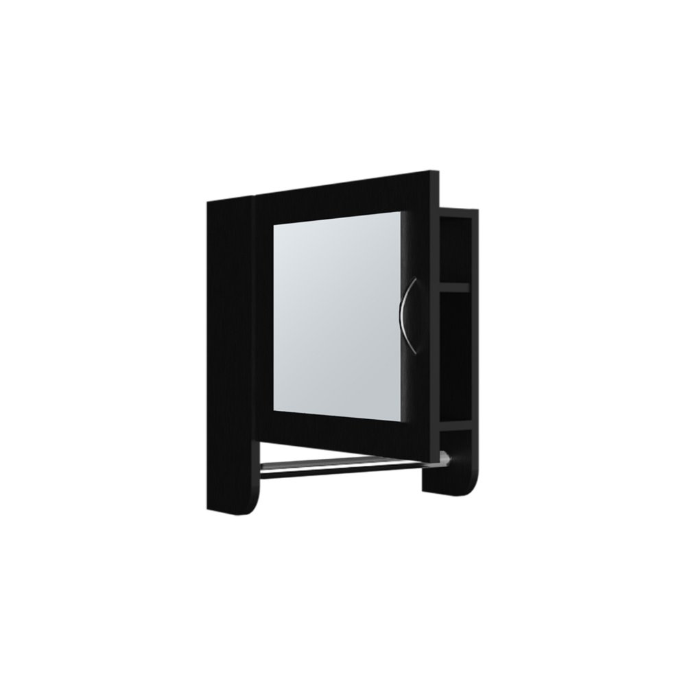 Black Wood, Metal Floating Bathroom Vanity and Medicine Cabinet with Mirror