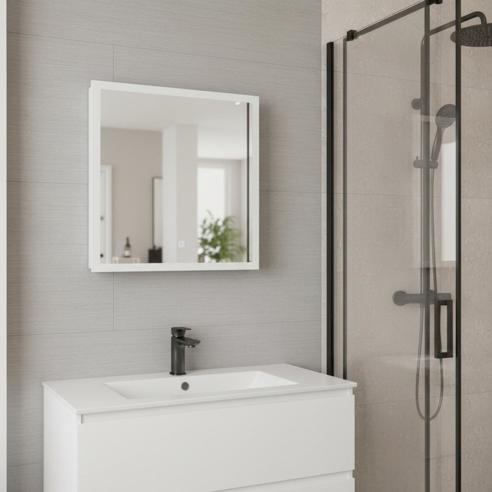 White Wood Floating Bathroom Vanity and Medicine Cabinet with Mirror - 20-inch