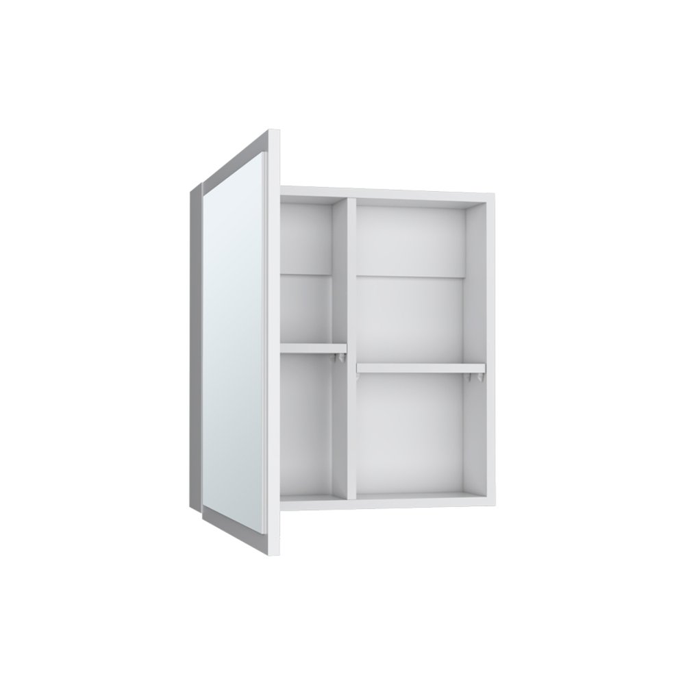 White Wood Floating Bathroom Vanity and Medicine Cabinet with Mirror - 20-inch