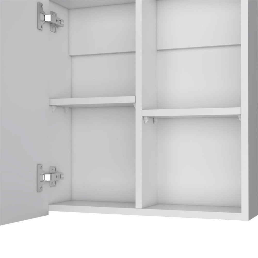 White Wood Floating Bathroom Vanity and Medicine Cabinet with Mirror - 20-inch