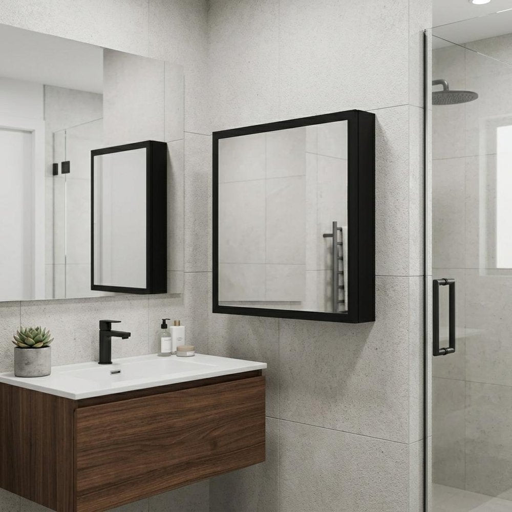 Black Wood Floating Bathroom Vanity - 20-inch