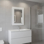 White Wood Floating Bathroom Vanity and Medicine Cabinet with Mirror - 15-inch
