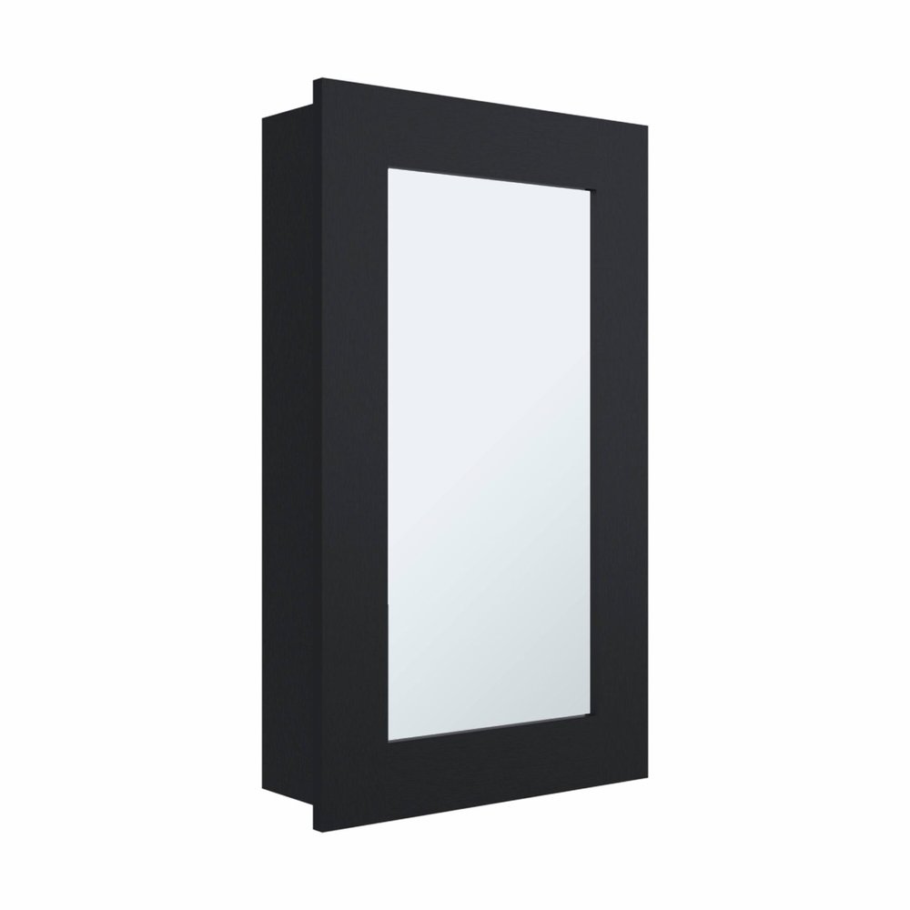 Black Wood Floating Bathroom Vanity - 15-inch