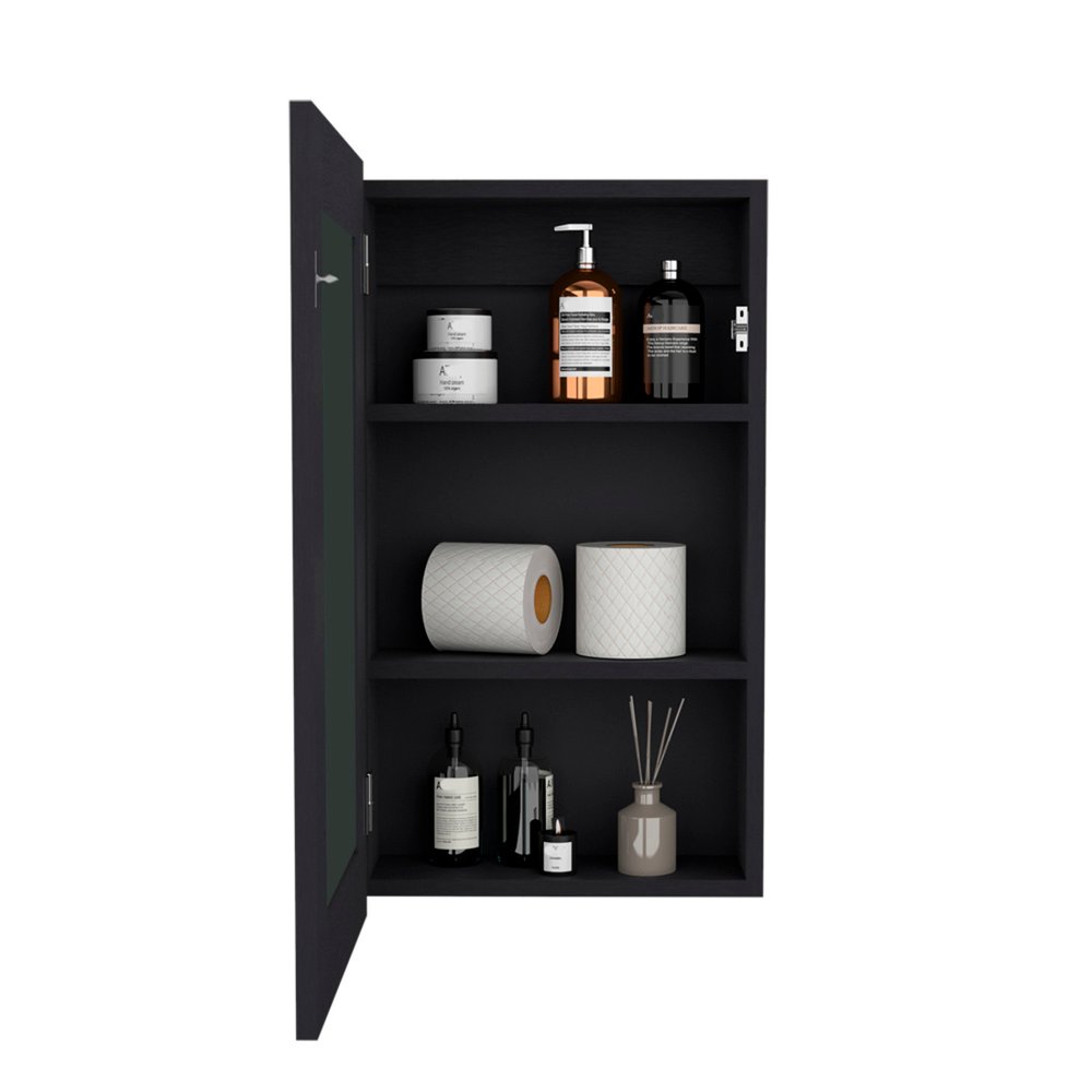 Black Wood Floating Bathroom Vanity - 15-inch