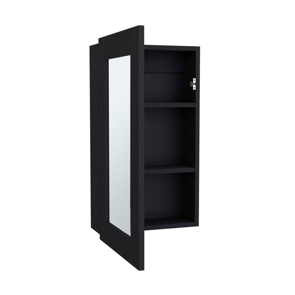 Black Wood Floating Bathroom Vanity - 15-inch