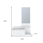 White Wood Wall Mounted Accent Cabinet with Drawer and Mirror - 36-inch