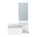 White Wood Wall Mounted Accent Cabinet with Drawer and Mirror - 36-inch