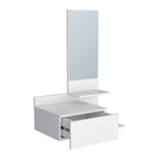 White Wood Wall Mounted Accent Cabinet with Drawer and Mirror - 36-inch
