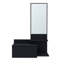 Black Wood Wall Mounted Accent Cabinet with Drawer and Mirror - 36-inch