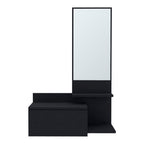 Black Wood Wall Mounted Accent Cabinet with Drawer and Mirror - 36-inch