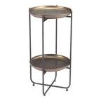 Bronze and Gray Steel Round Pedestal End Table - 32-inch