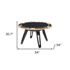 Natural Burl and Black Round Convertible Game Table - 54-inch