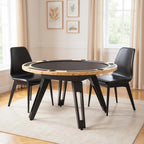 Natural Burl and Black Round Convertible Game Table - 54-inch