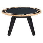 Natural Burl and Black Round Convertible Game Table - 54-inch