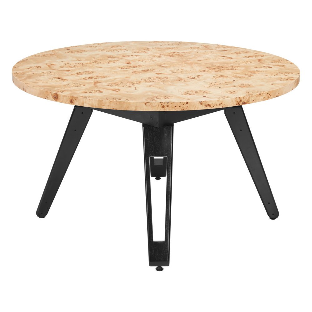 Natural Burl and Black Round Convertible Game Table - 54-inch