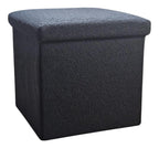 Black Boucle Cube Storage Ottoman - 15-inch