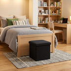 Black Boucle Cube Storage Ottoman - 15-inch