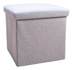 Gray Boucle Cube Storage Ottoman - 15-inch