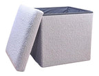 Gray Boucle Cube Storage Ottoman - 15-inch
