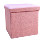 Pink Boucle Cube Storage Ottoman - 15-inch