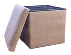 Taupe Boucle Cube Storage Ottoman - 15-inch