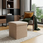 Taupe Boucle Cube Storage Ottoman - 15-inch