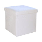 White Boucle Cube Storage Ottoman - 15-inch