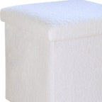 White Boucle Cube Storage Ottoman - 15-inch