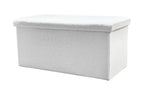 White Boucle Cube Storage Ottoman - 15-inch