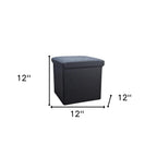 Black Boucle Cube Storage Ottoman - 15-inch
