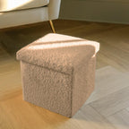 Taupe Boucle Cube Storage Ottoman - 12-inch