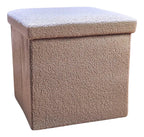 Taupe Boucle Cube Storage Ottoman - 12-inch